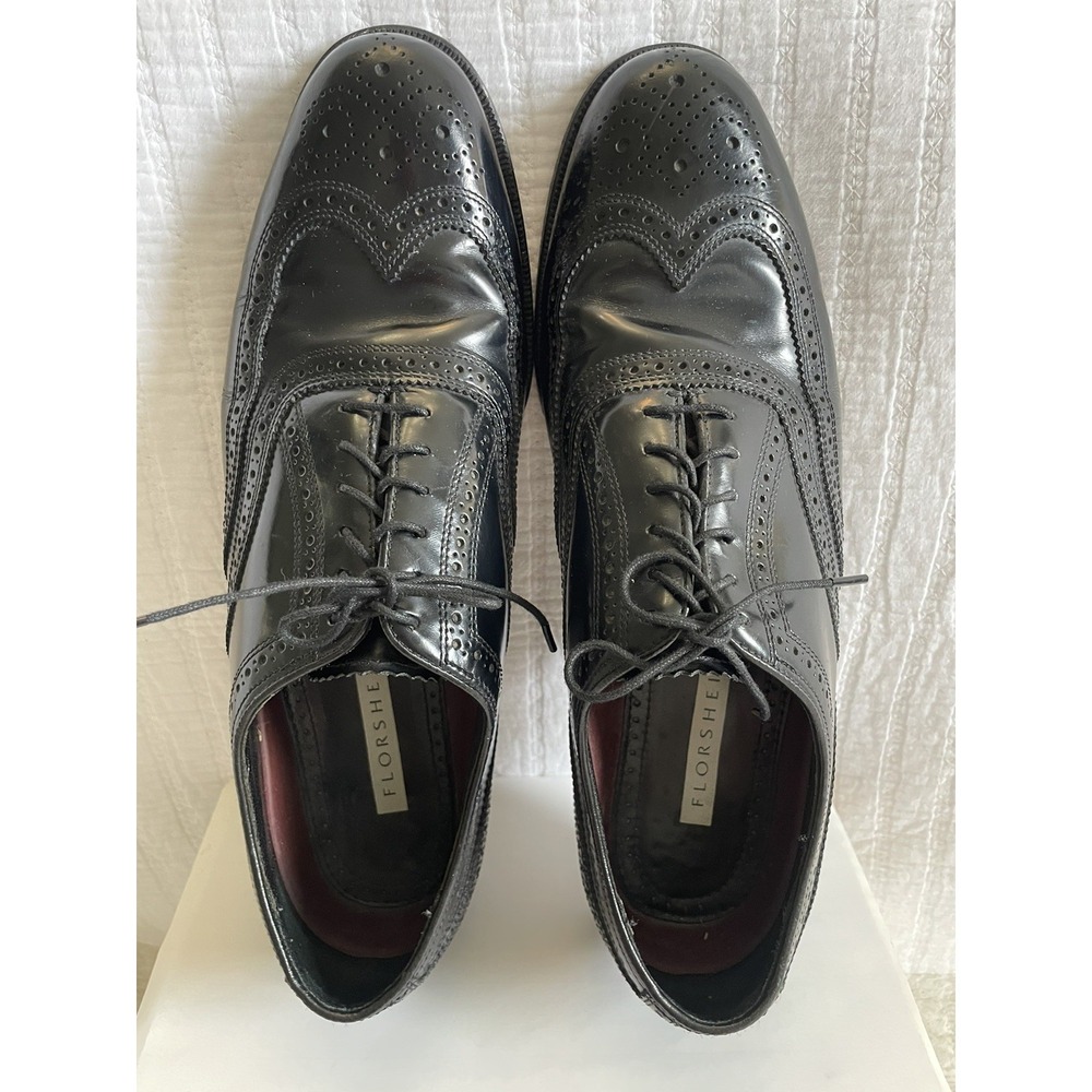 Florsheim Men's Wingtip Brogue Black Oxfords Size 9.5 Dress Shoes Classic Career